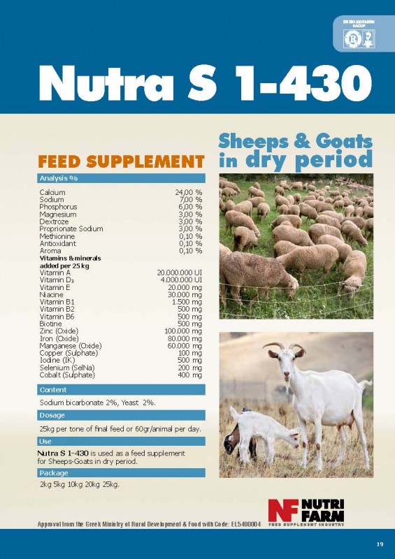 Nutra S 1-430 for Sheeps & Goats in dry period